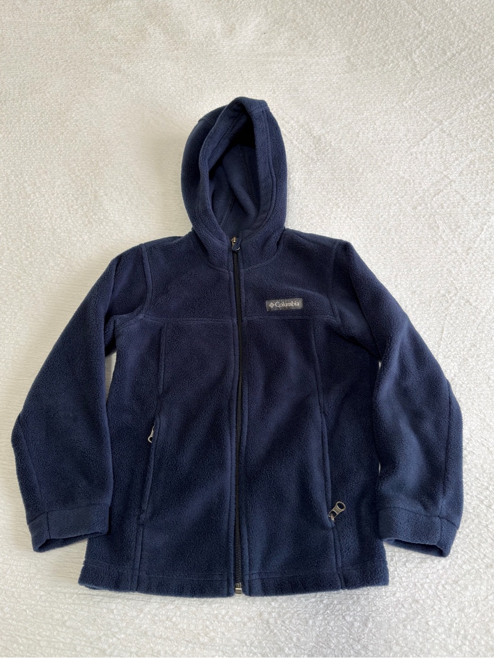 Columbia Kids XS 6/7 Navy Blue Hooded Full Zip Fleece Jacket VGUC
